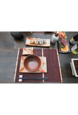 EDO Japan Hanabi Japanese porcelain sushi dish / serving dish 24.5x9cm,  earth tones