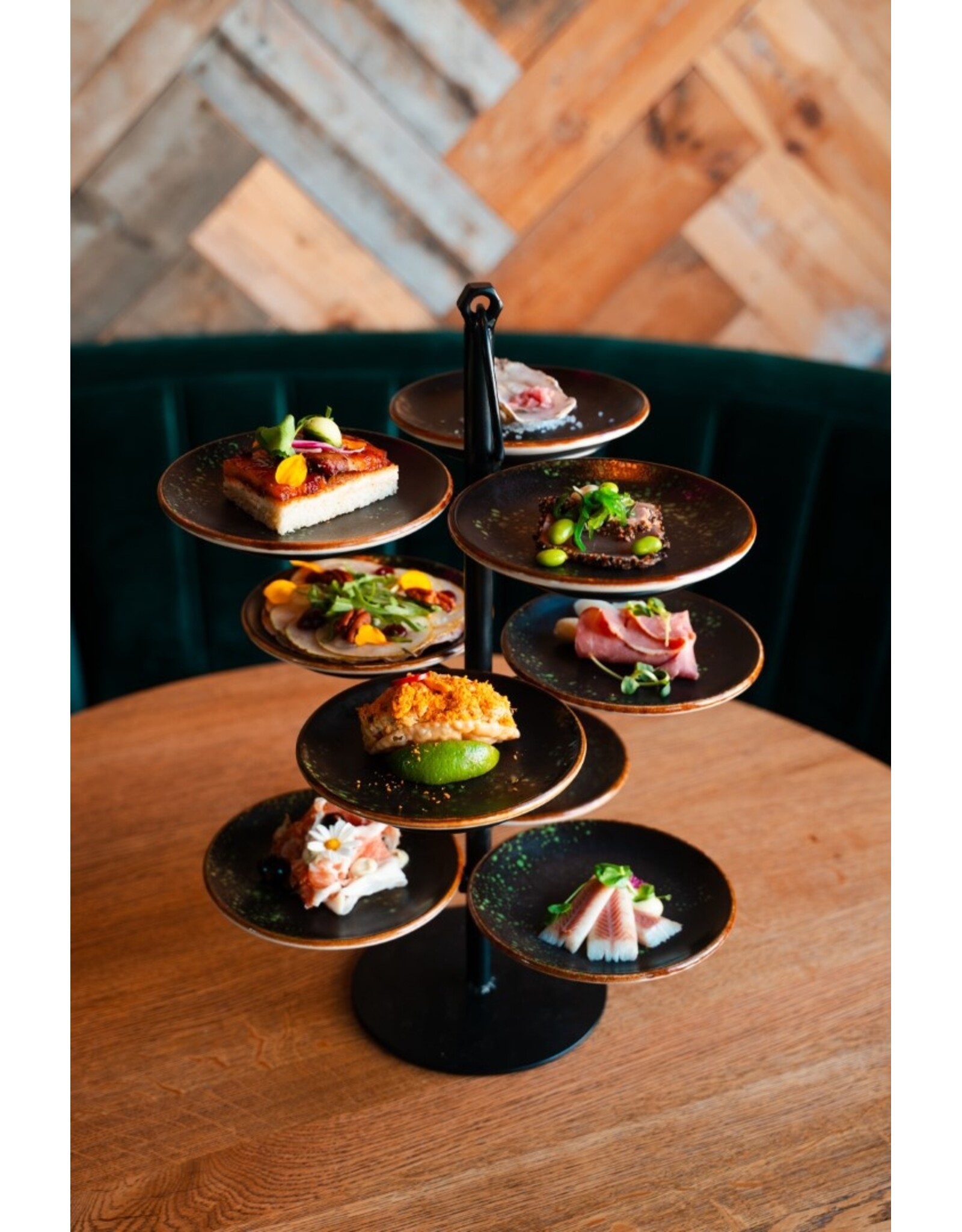 Stylepoint Etagère for 9 plates, black, 30x30x46cm, for serving drinks, appetizers, and canapés
