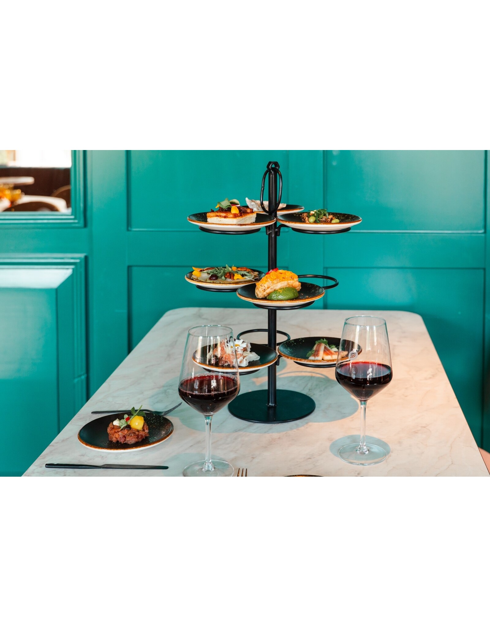 Stylepoint Etagère for 9 plates, black, 30x30x46cm, for serving drinks, appetizers, and canapés