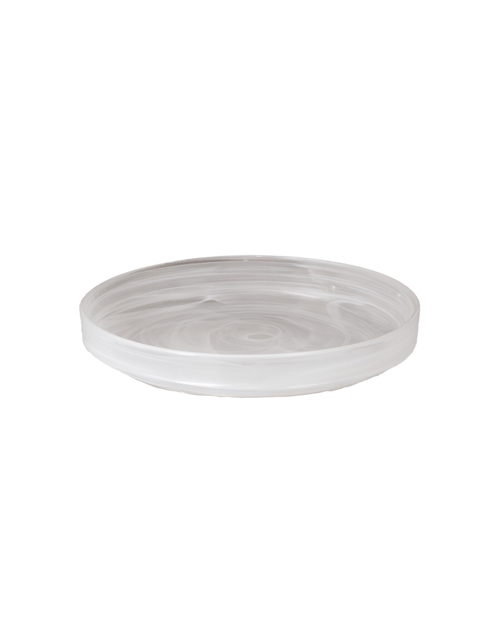 Stylepoint Swirl Bord Opstaande Rand, Stapelbaar, White Swirl, 20,5cm. Met de hand geblazen hoogwaardig glas