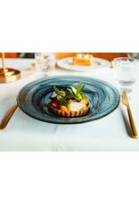 Stylepoint Swirl  Glass Plate Raised Edge, Stackable, White Swirl, 16.2cm. Hand-blown high-quality glass