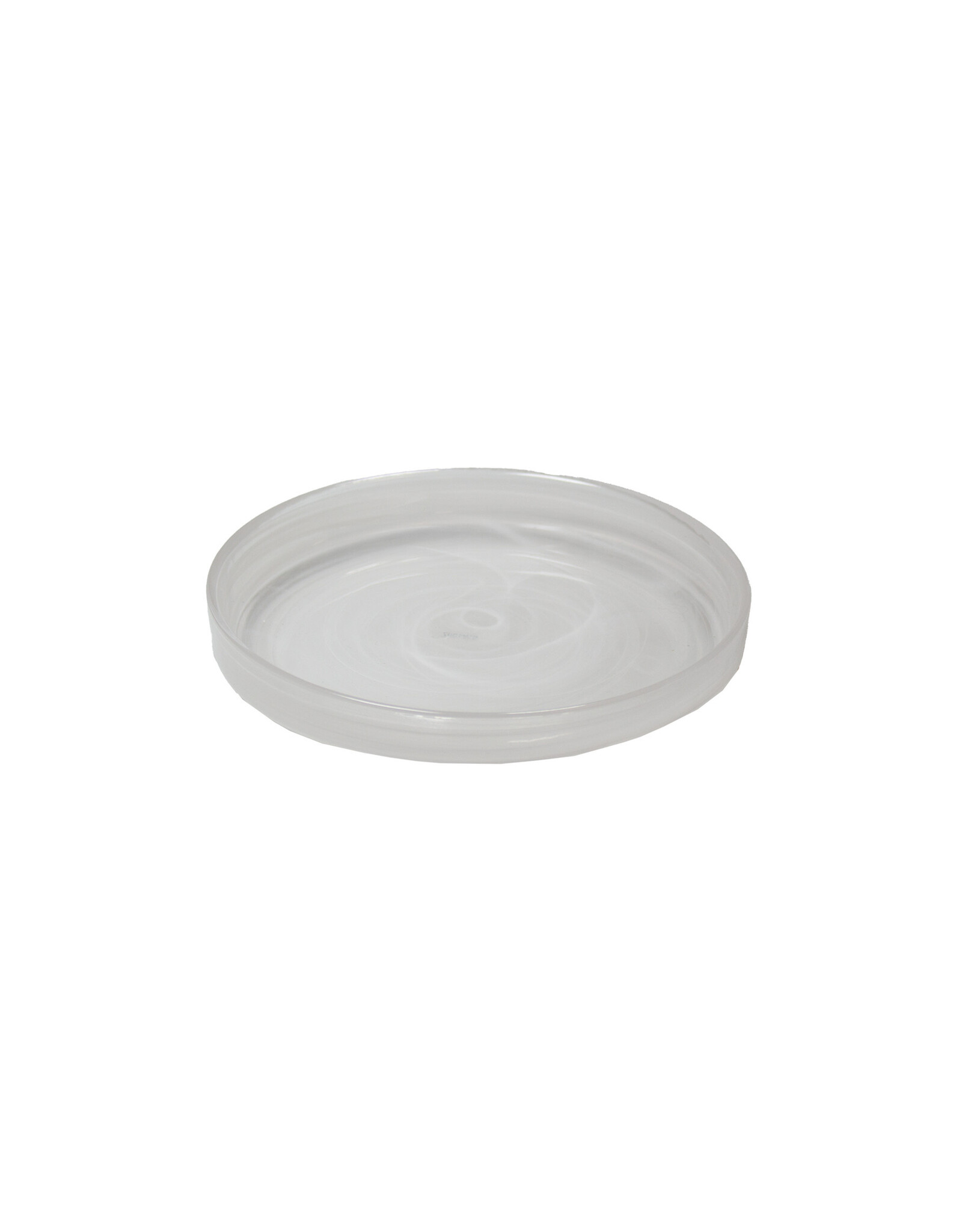 Stylepoint Swirl Bord Opstaande Rand, Stapelbaar, White Swirl, 16.2cm. Met de hand geblazen hoogwaardig glas