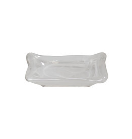 Stylepoint Swirl  Rectangular Dip Dish, 1 Compartment, Stackable, White Swirl, 9.3 x 7 cm
