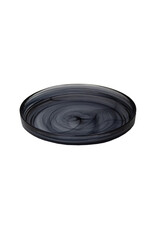 Stylepoint Swirl  Glass Plate Raised Edge, Stackable, Black Swirl, 25,4cm. Hand-blown high-quality glass