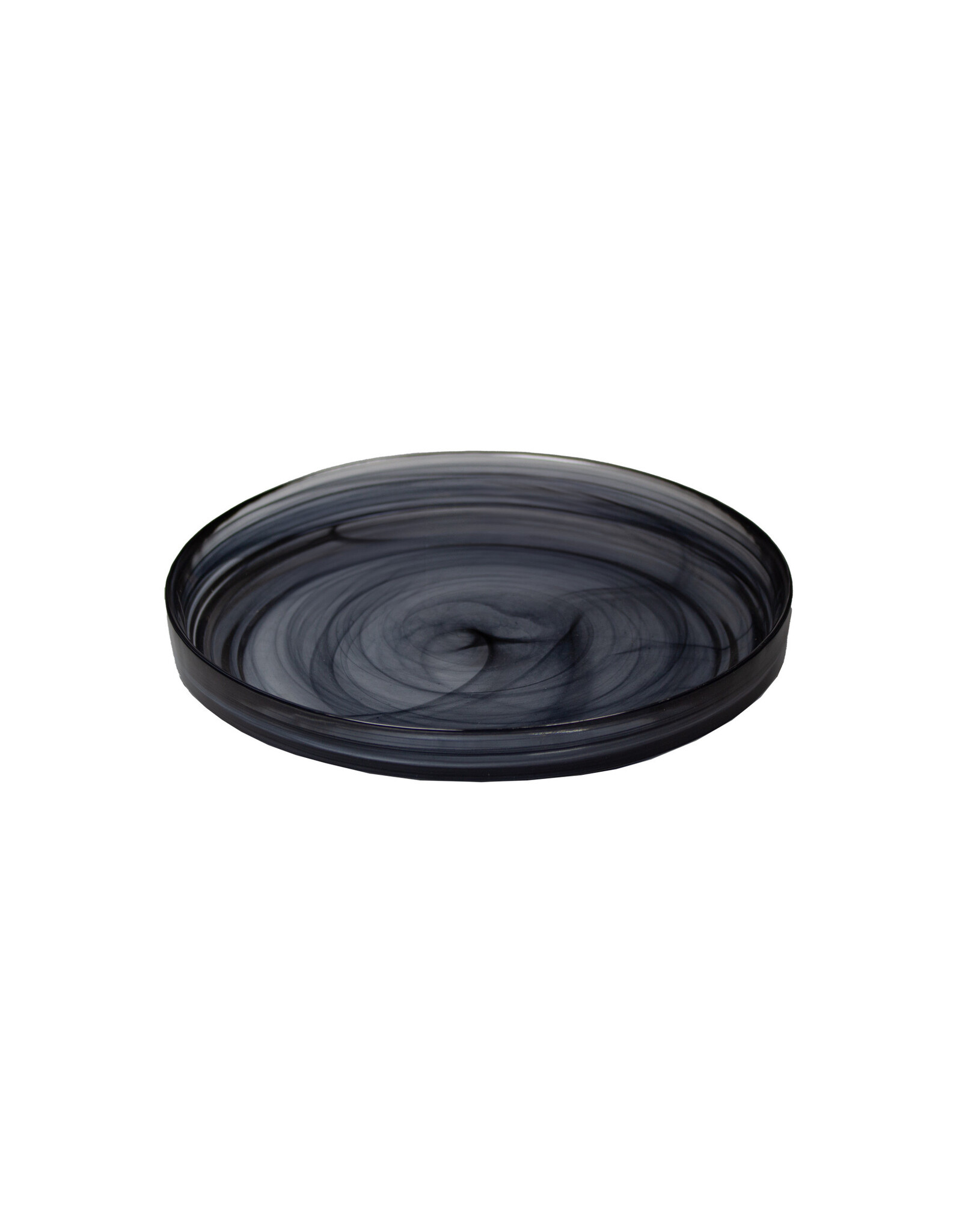 Stylepoint Swirl Bord Opstaande Rand, Stapelbaar, Black Swirl, 20,5cm. Met de hand geblazen hoogwaardig glas