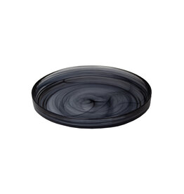 Stylepoint Swirl  Glass Plate Raised Edge, Stackable, Black Swirl, 20,5cm
