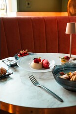 Stylepoint Swirl  Glass Plate Raised Edge, Stackable, Black Swirl, 16.2cm. Hand-blown high-quality glass