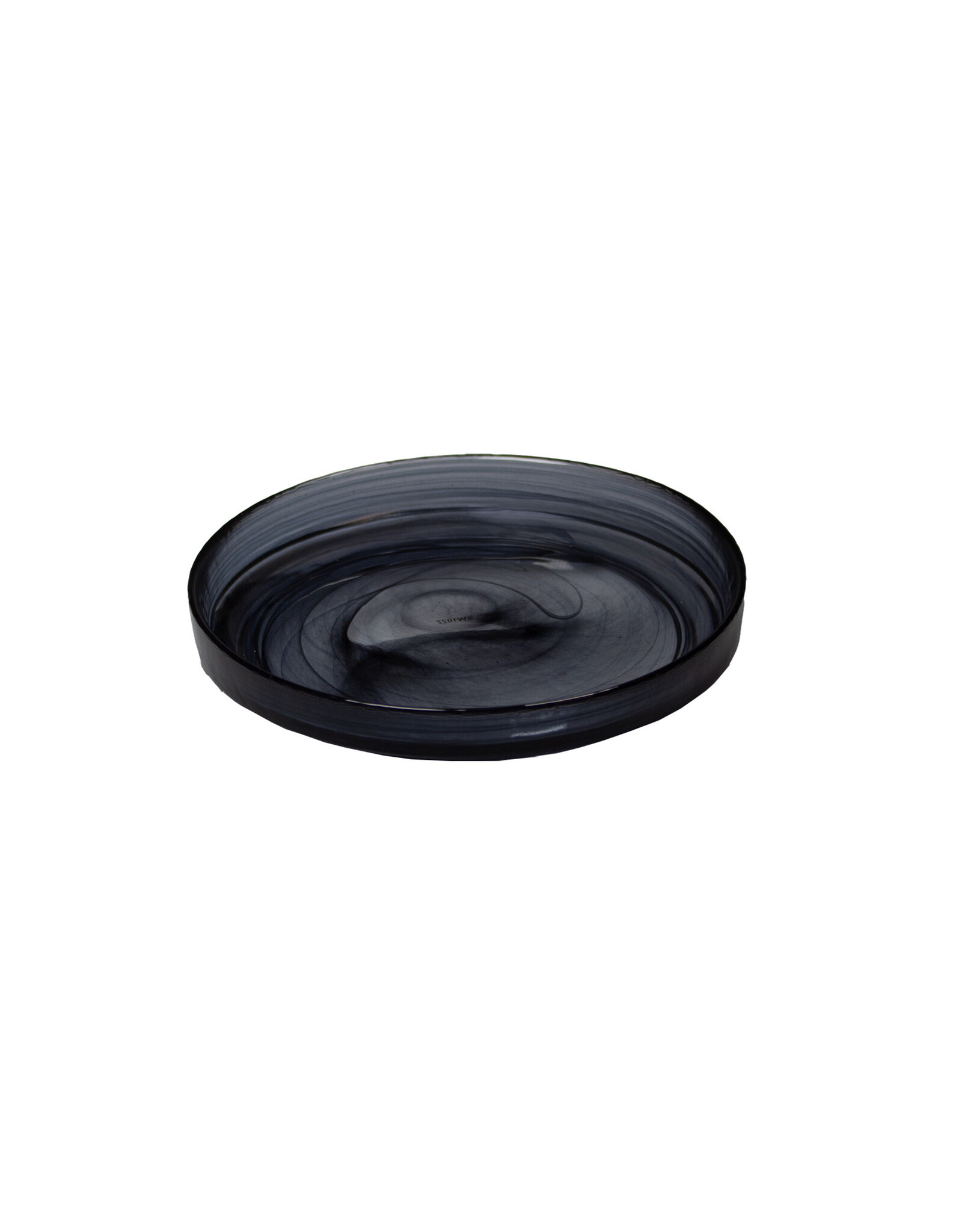 Stylepoint Swirl  Glass Plate Raised Edge, Stackable, Black Swirl, 16.2cm. Hand-blown high-quality glass