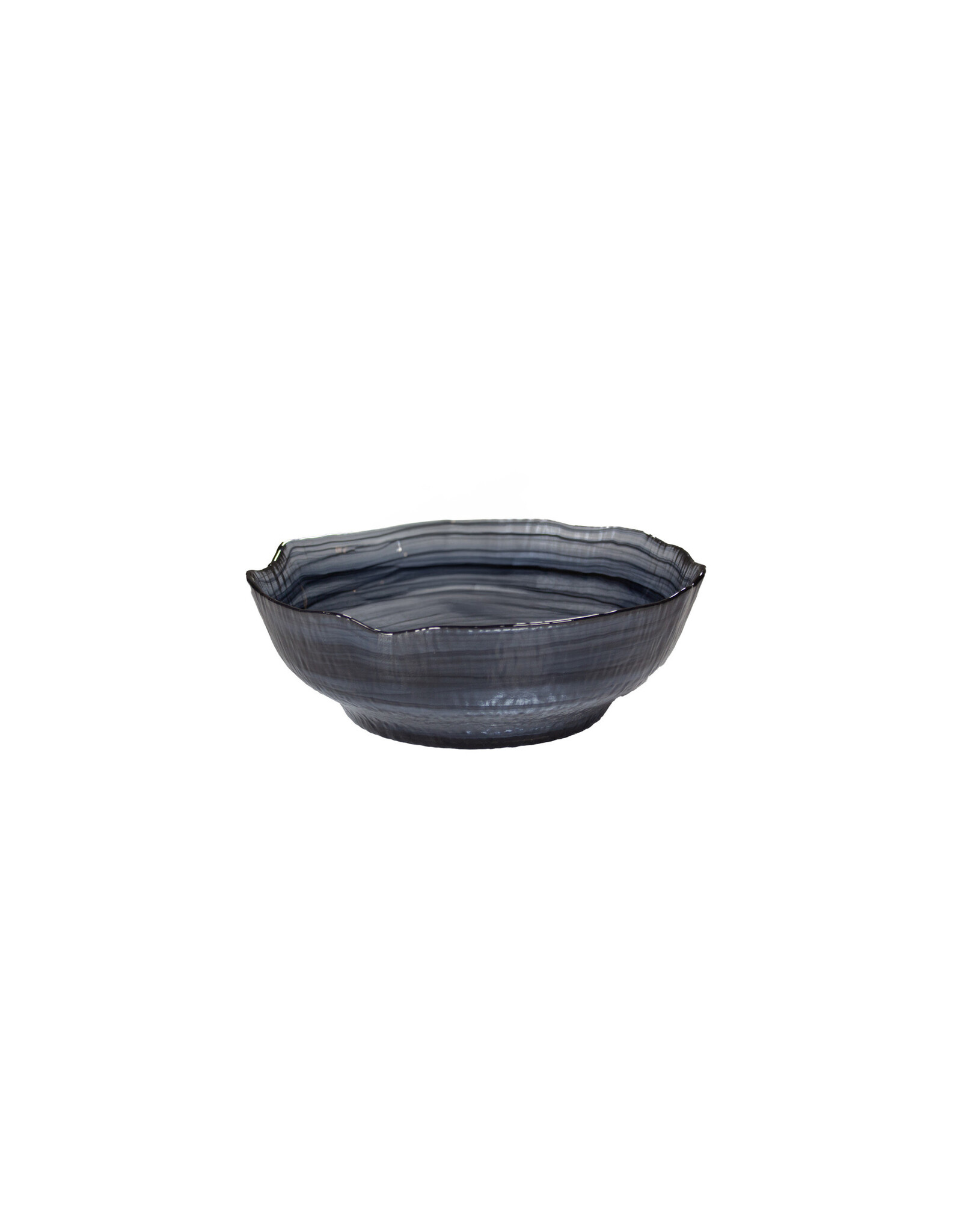 Stylepoint Swirl  Diep Glazen Bord met Gebroken Rand, Black Swirl, 19.7x6.3cm. Met de hand geblazen hoogwaardig glas