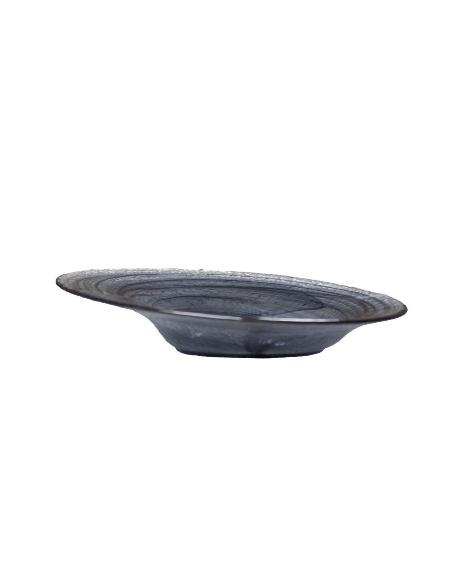 Stylepoint Swirl  Glass Plate Angled Plate, Sloping, Black Swirl, 25x6cm. Hand-blown high-quality glass
