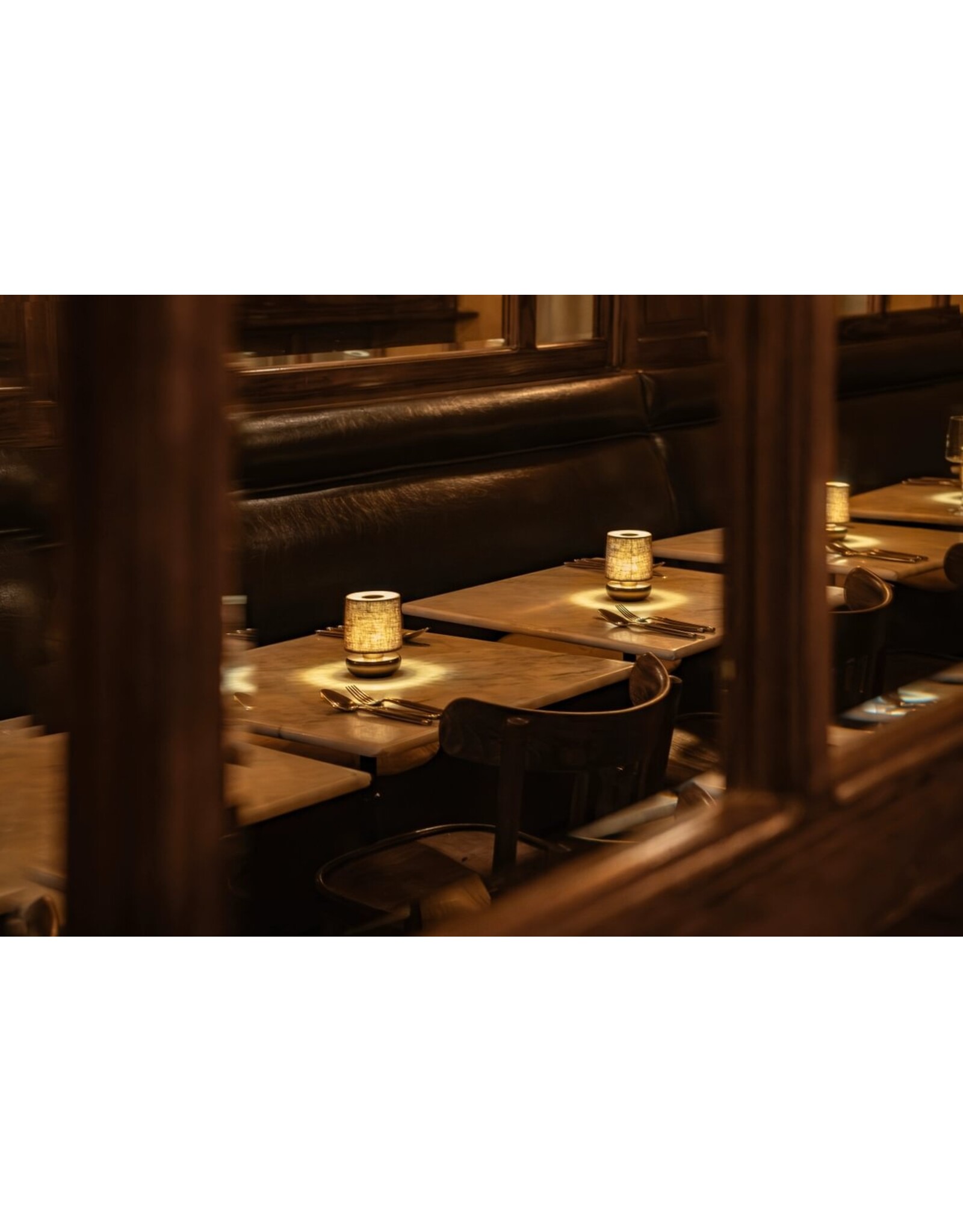 Humble Humble Firefly Hospitality Table Light Gold/Emerald Linen, with very long burning time up till 140hrs