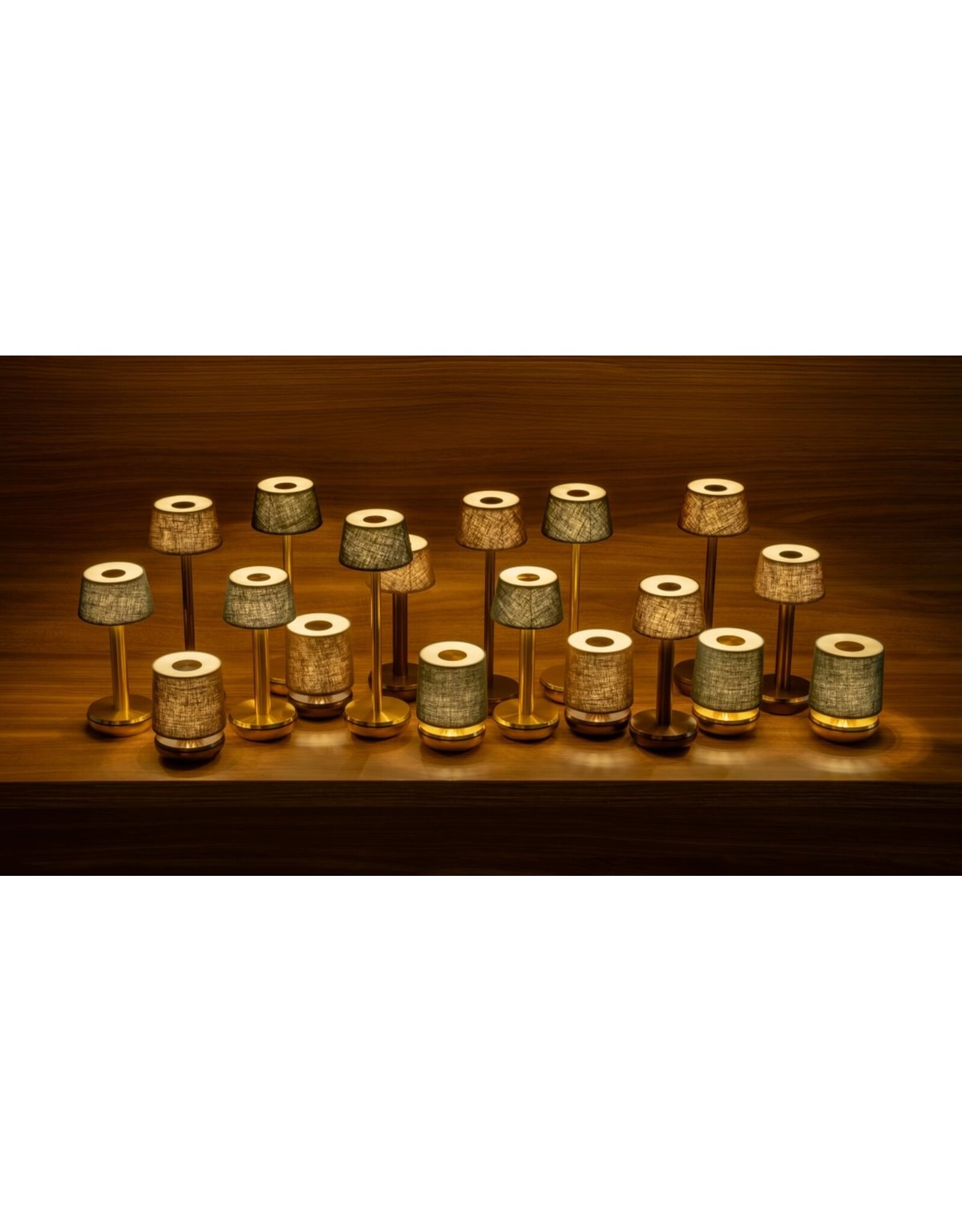 Humble Humble Firefly Hospitality Table Light Gold/Emerald Linen, with very long burning time up till 140hrs