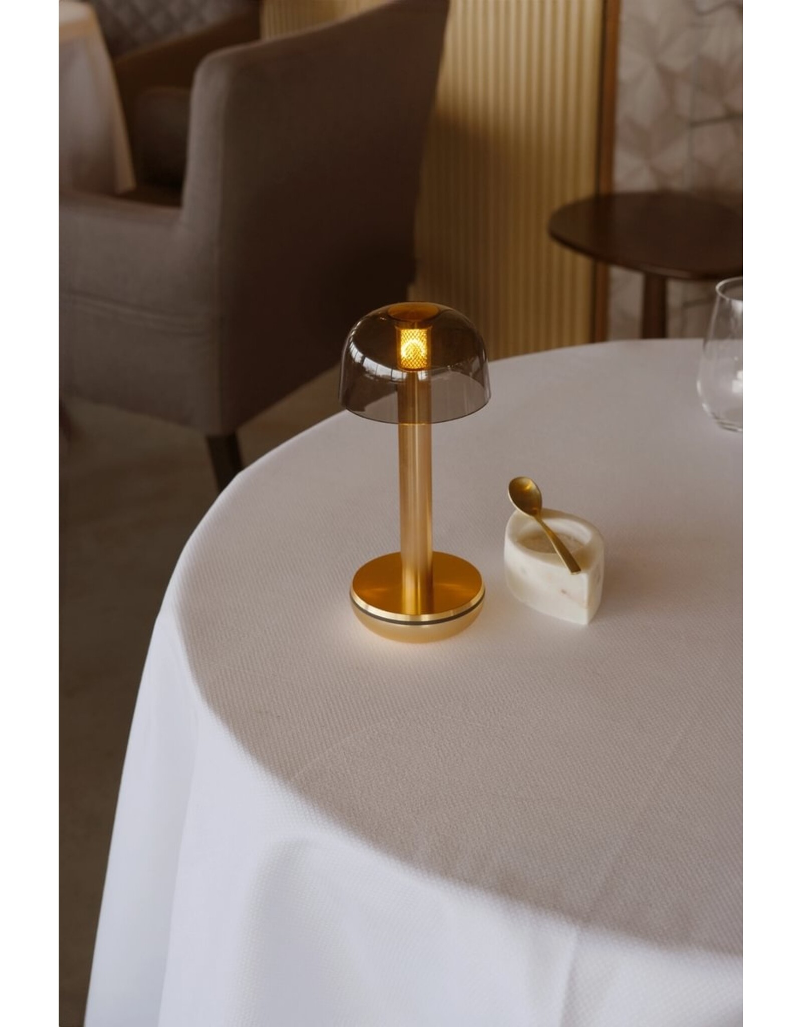 Humble Humble TWO Hospitality Table Light Gold PC Smoked, with long burning time up till 96hrs