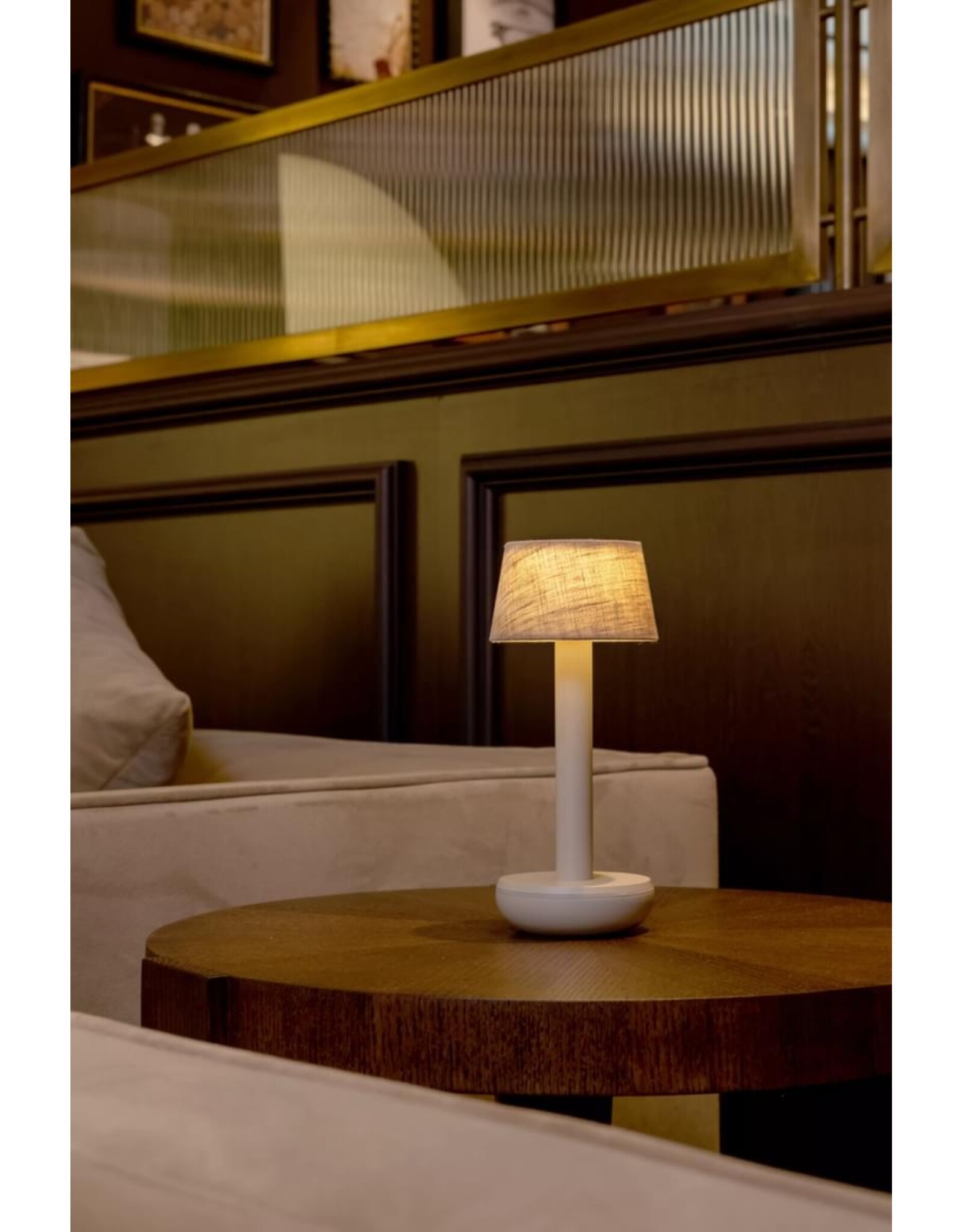 Humble Humble TWO Hospitality Table Light Beige/Beige Linen, with long burning time up till 96hrs