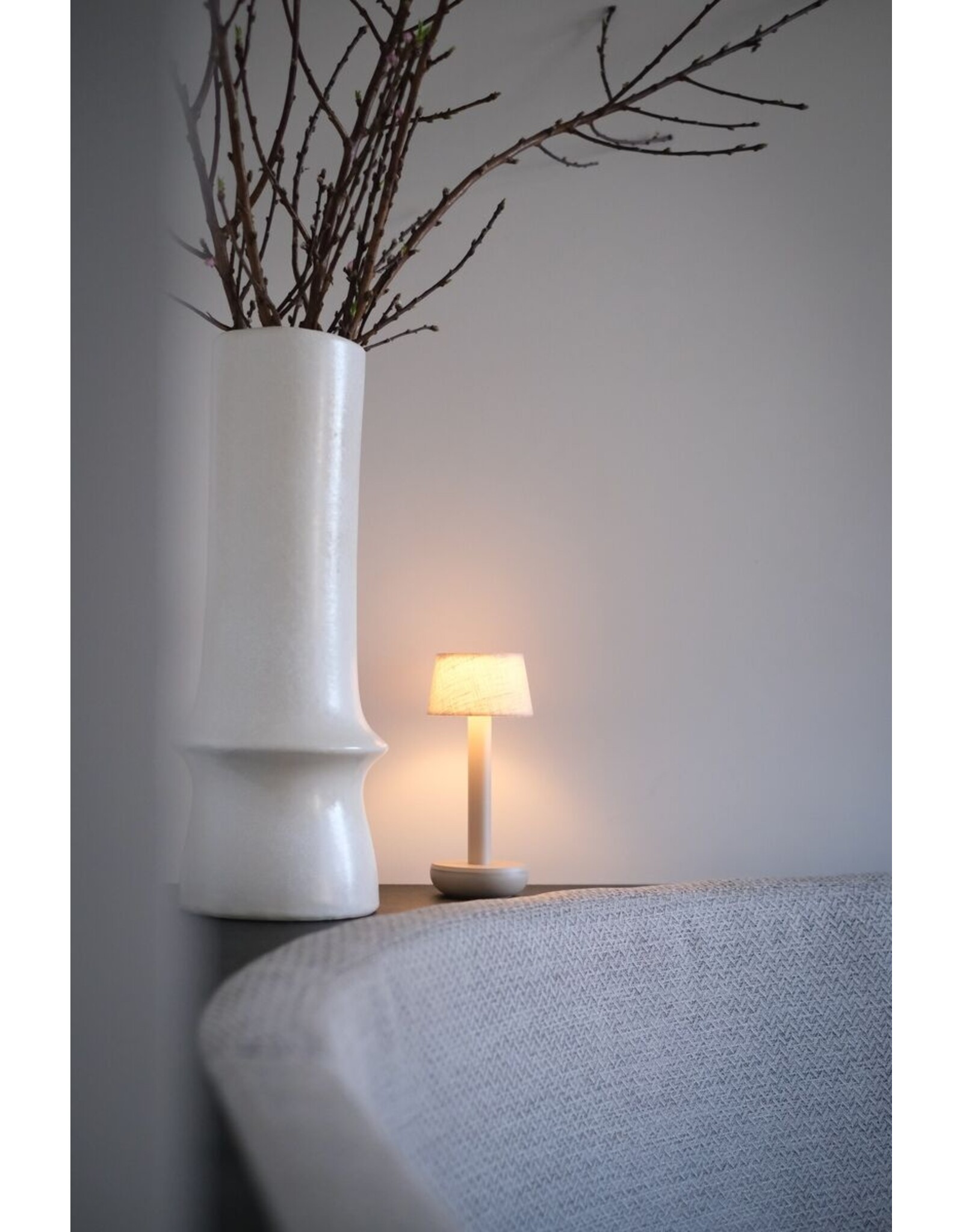 Humble Humble TWO Hospitality Table Light Beige/Beige Linen, with long burning time up till 96hrs