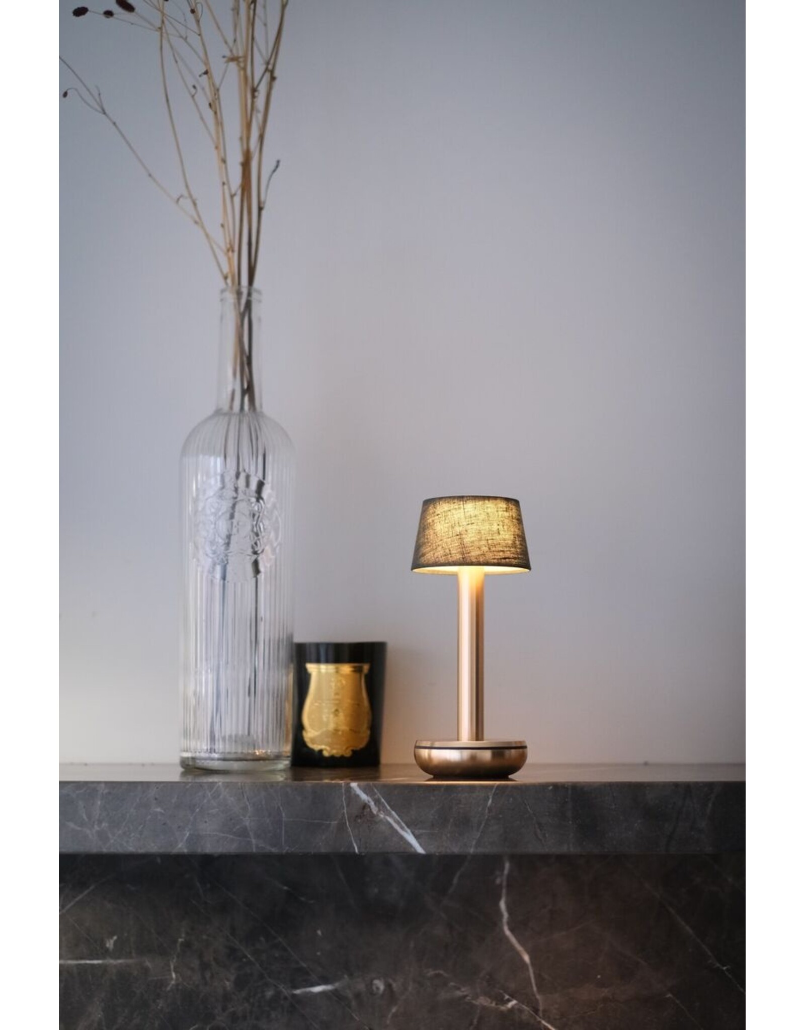 Humble Humble TWO Hospitality Table Light Gold/Emerald Linen, with long burning time up till 96hrs