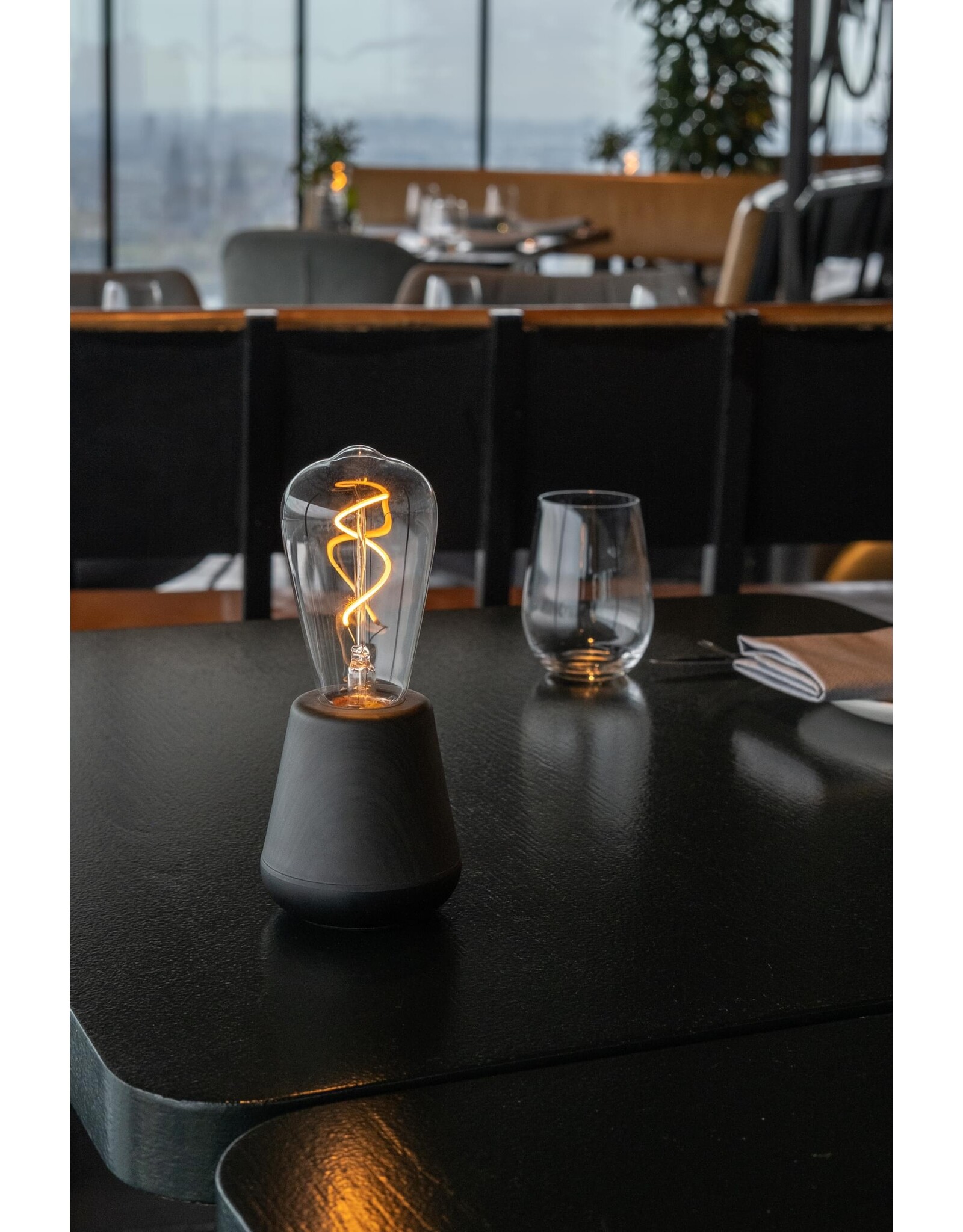 Humble Humble ONE  Hospitality Table Light Black Wood, with very ong burning time up till 140hrs