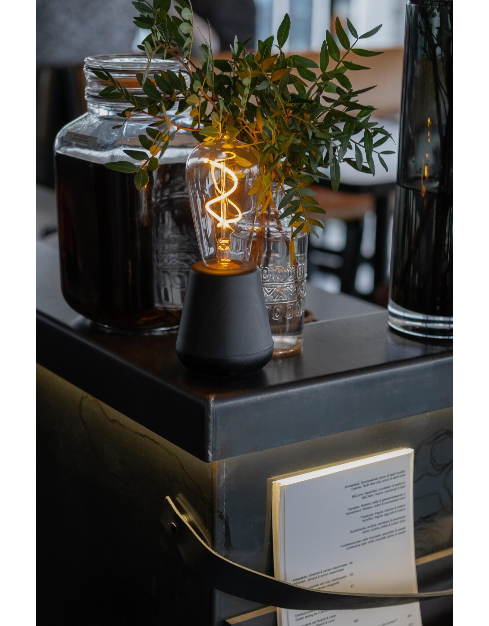 Humble Humble ONE  Hospitality Table Light Black Wood, with very ong burning time up till 140hrs