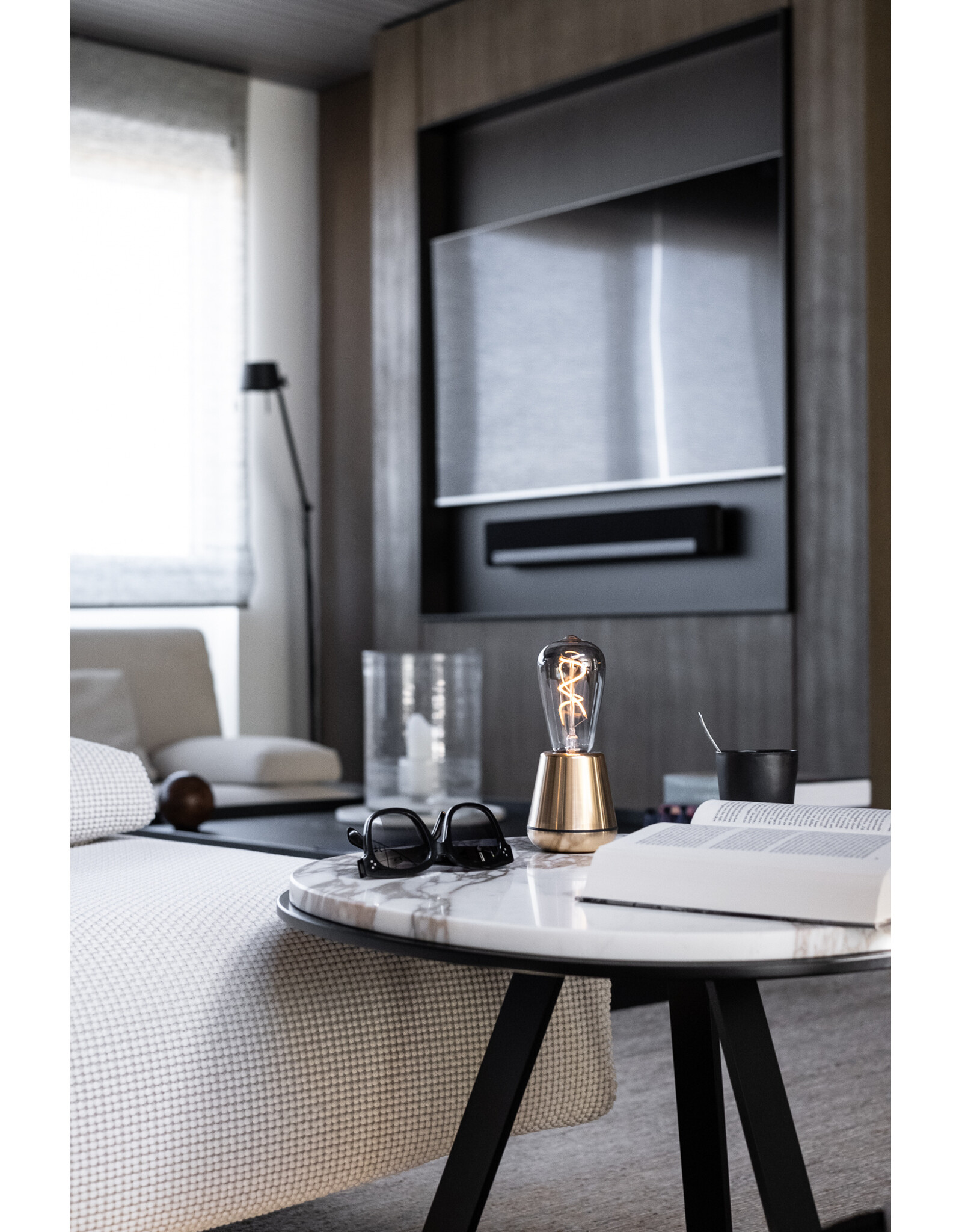 Humble Humble ONE  Hospitality Table Light Gold/Smoked, with very ong burning time up till 140hrs