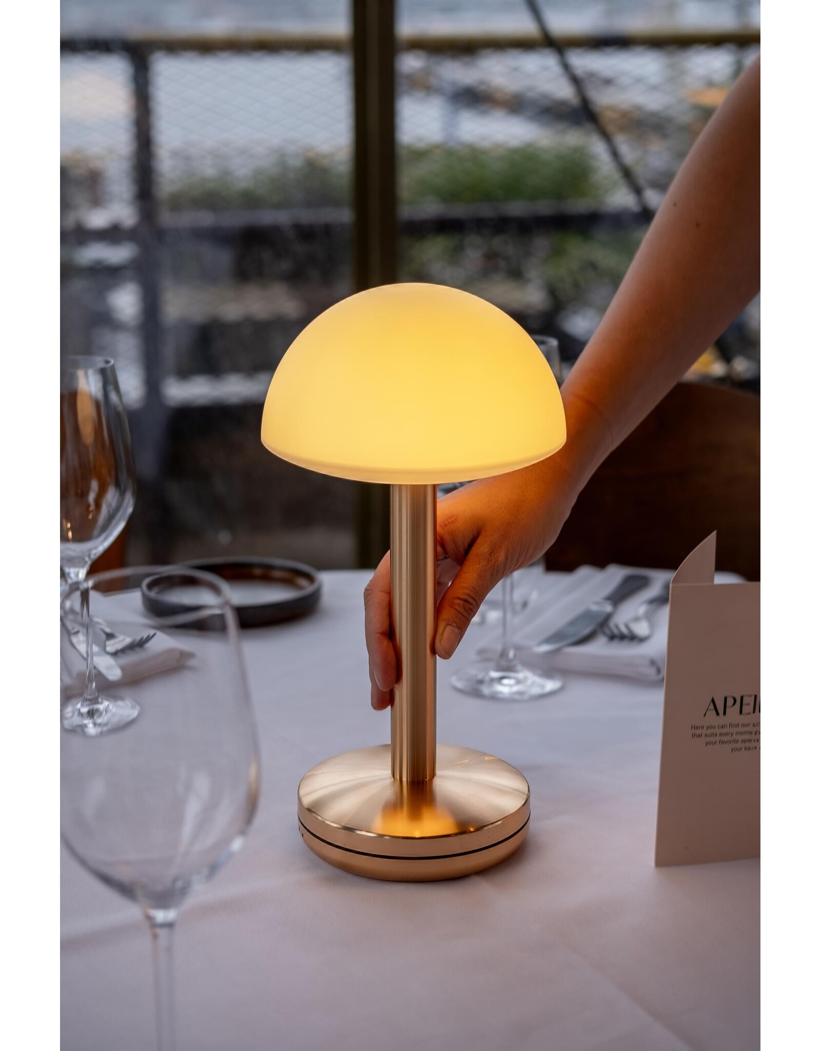 Humble Humble BUG Hospitality Table Light Gold Frosted, with long burning time up till 90hrs