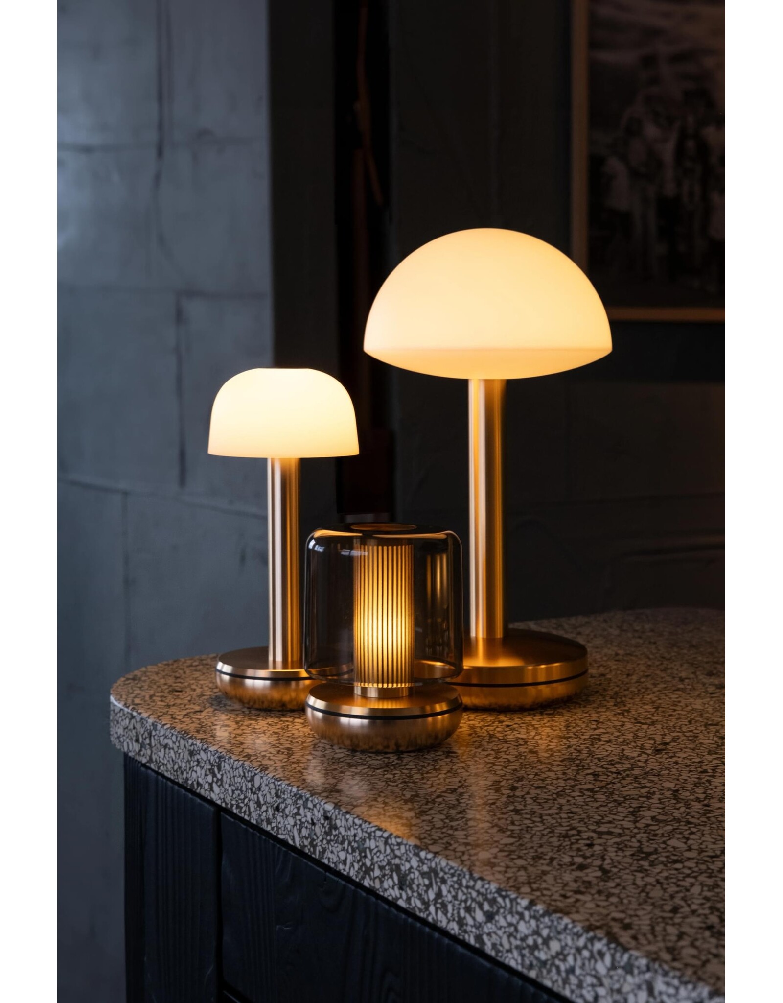 Humble Humble BUG Hospitality Table Light Gold Frosted, with long burning time up till 90hrs