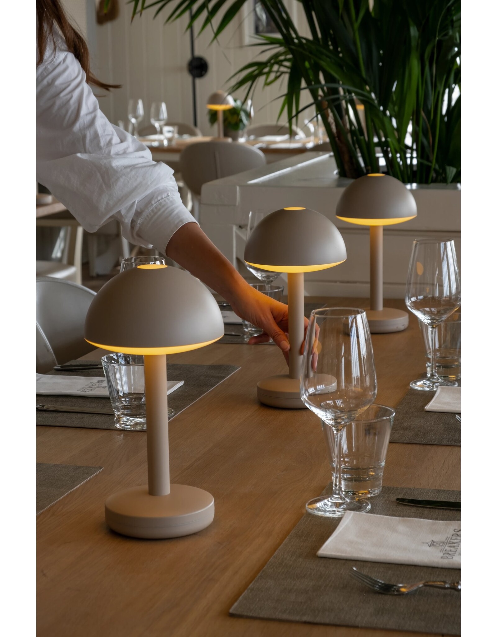 Humble Humble BUG Hospitality Table Light Beige, with long burning time up till 90hrs
