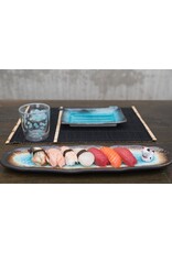 EDO Japan Japanese porcelain sushi dish / serving dish Yaketa 41×11,5cm, yellow/brown