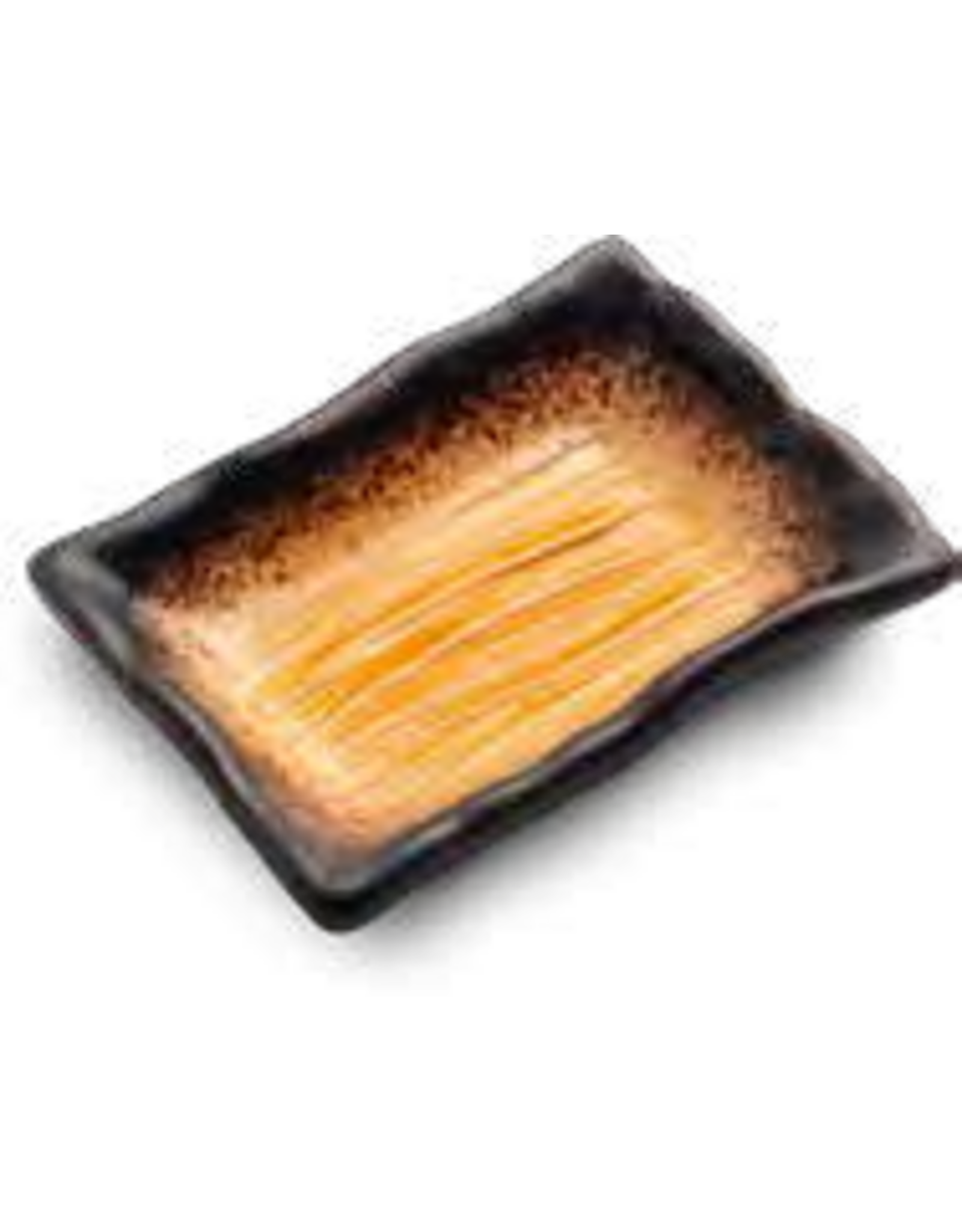 EDO Japan Japanese porcelain sauce dish Yaketa 9x7cm, yellow/brown