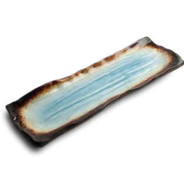 EDO Japan Japanese porcelain sushi dish / serving dish Yaketa 32x11cm, blue/brown