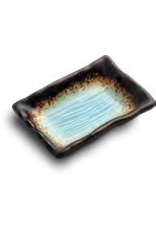 EDO Japan Japanese porcelain sauce dish Yaketa 9x7cm, blue/brown