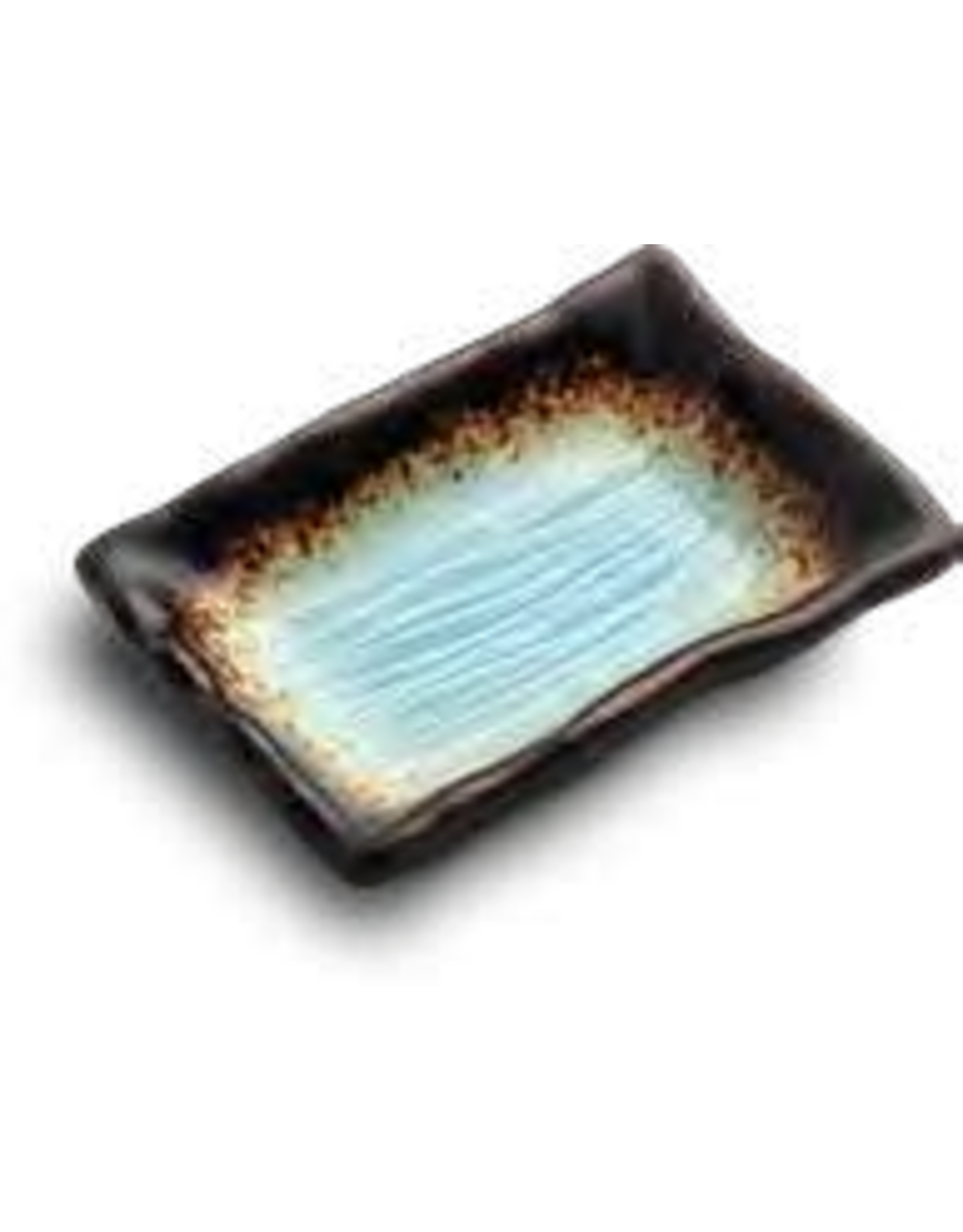 EDO Japan Japanese porcelain sauce dish Yaketa 9x7cm, blue/brown