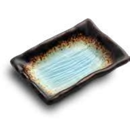 EDO Japan Japanse porseleinen sausschaaltje Yaketa 9x7cm, blauw/bruin