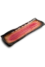 EDO Japan Japanese porcelain sushi dish / serving dish Yaketa 32x11cm, red/brown
