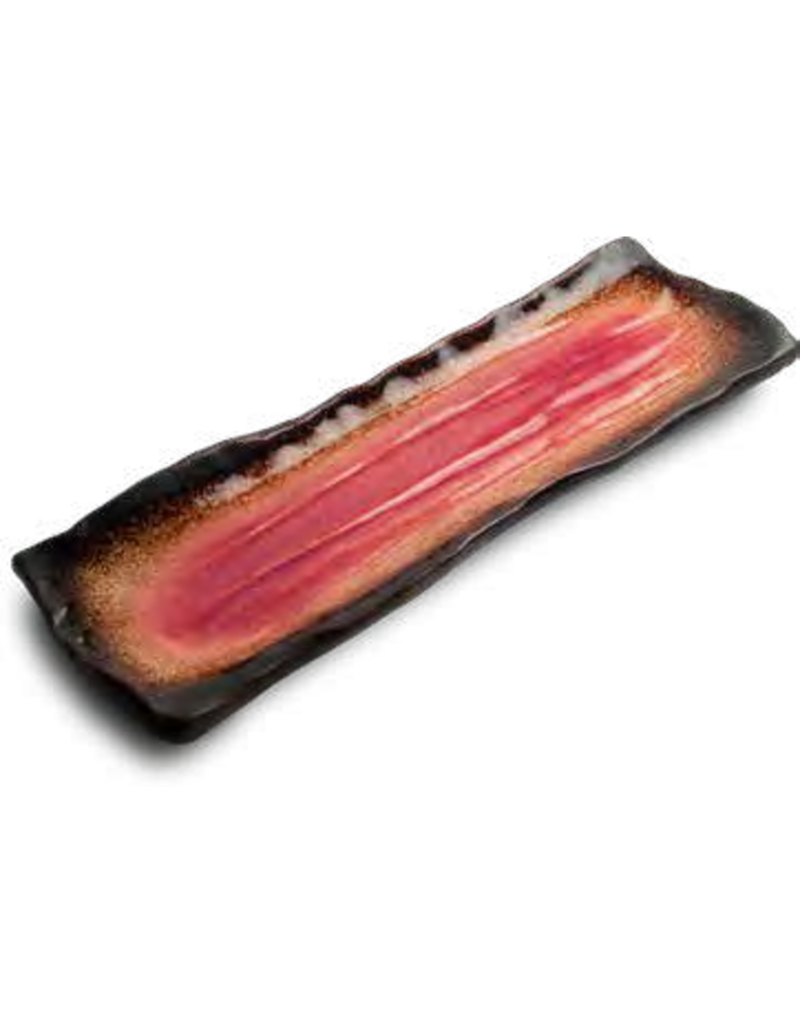 EDO Japan Japanese porcelain sushi dish / serving dish Yaketa 32x11cm, red/brown