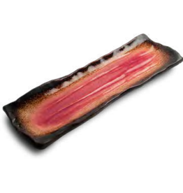 EDO Japan Japanese porcelain sushi dish / serving dish Yaketa 32x11cm, red/brown