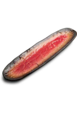 EDO Japan Japanse porseleinen sushischaal / serveerschaal Yaketa 41×11,5cm, rood/bruin