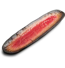 EDO Japan Japanese porcelain sushi dish / serving dish Yaketa 41×11,5cm, red/brown