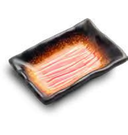 EDO Japan Japanese porcelain sauce dish Yaketa 9x7cm, red/brown