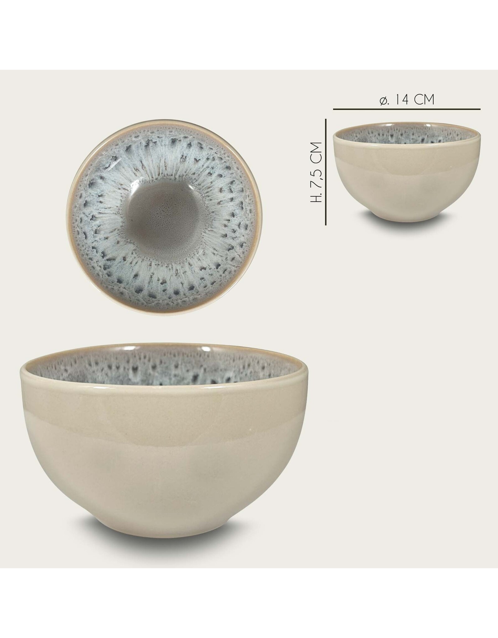 Arca Arca Reactive Grey bowl 14cm, 450ml