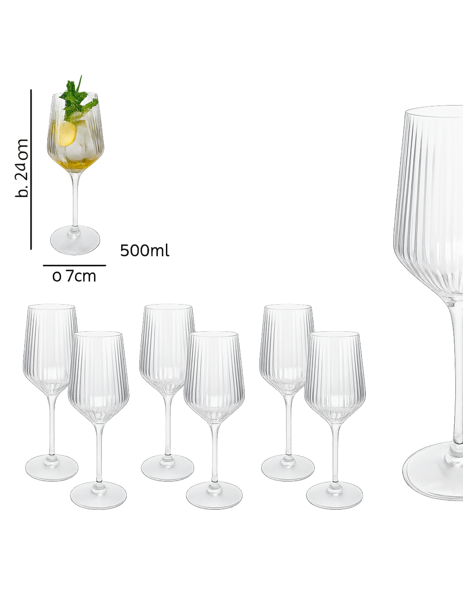 Stylepoint Arca MERIDIANA - Wine/Cocktail stemmed glass 500ml - 24x7cm, clear, borosilicate glass