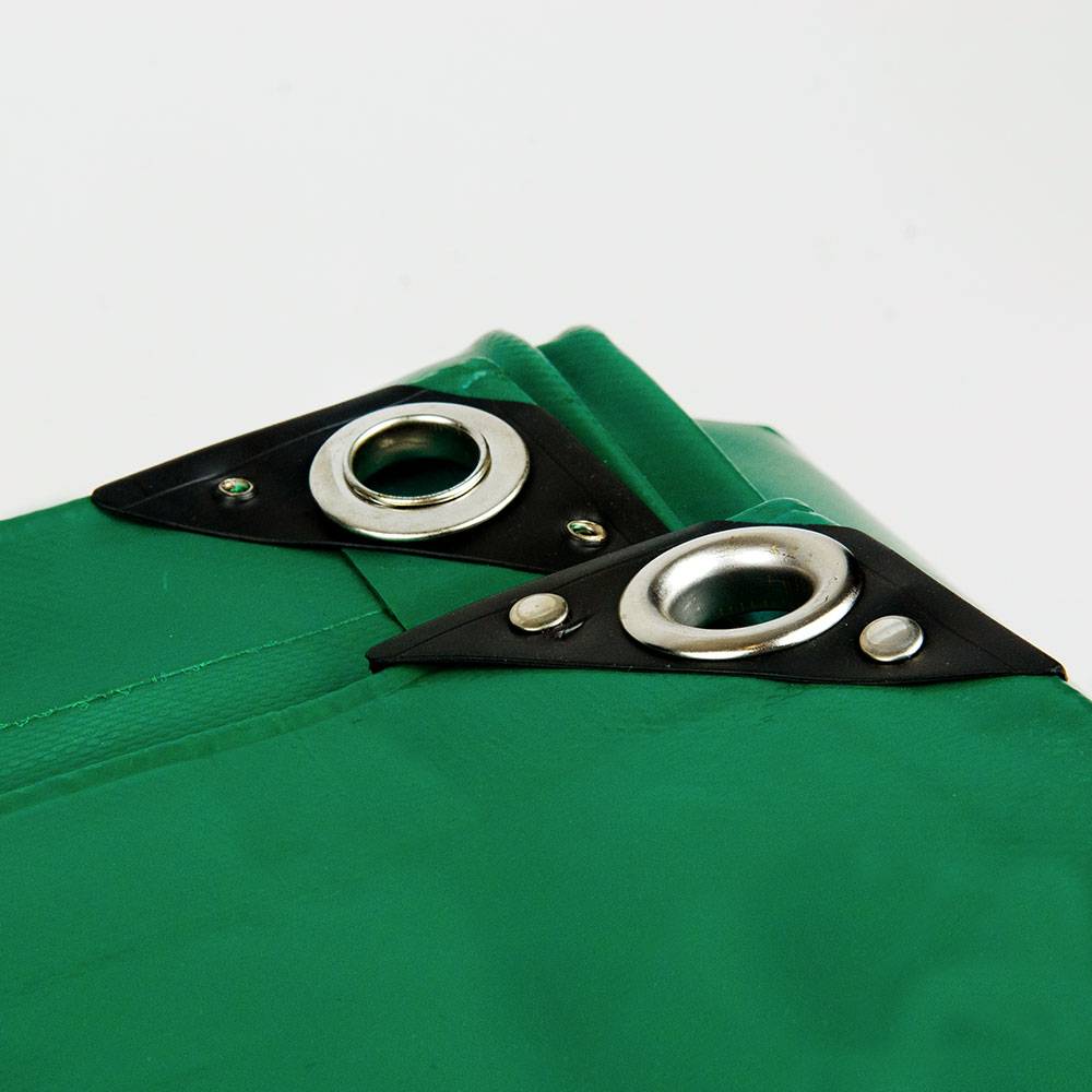 4x8 Groen 650gr PVC afdekzeil met 18mm zeilringen (nestels, ringogen)