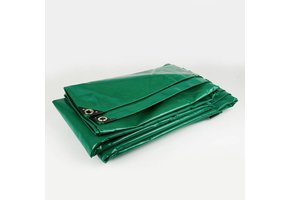 3,5x8 Groen 650gr PVC afdekzeil met zeilringen