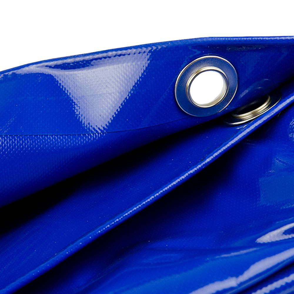 8x10 Blauw 650gr PVC afdekzeil met 18mm zeilringen (nestels, ringogen)