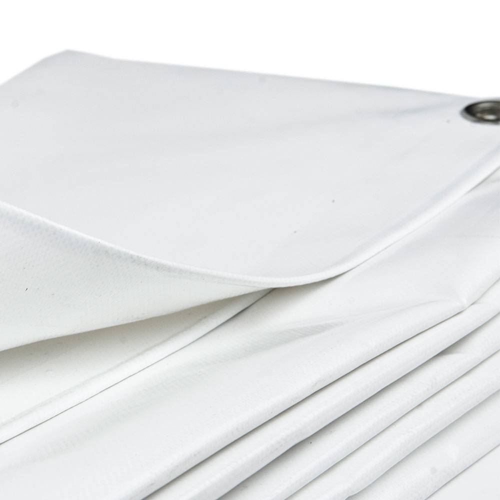 6x8 Wit 650gr PVC afdekzeil met 18mm zeilringen (nestels, ringogen)