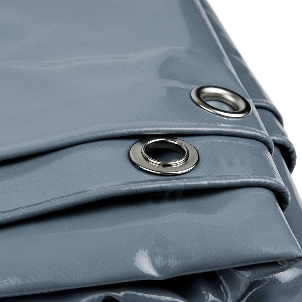 5x8 Grijs 650gr PVC afdekzeil met 18mm zeilringen (nestels, ringogen)