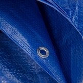 6x8 blauw 250gr afdekzeil met zeilringen - bouwzeil