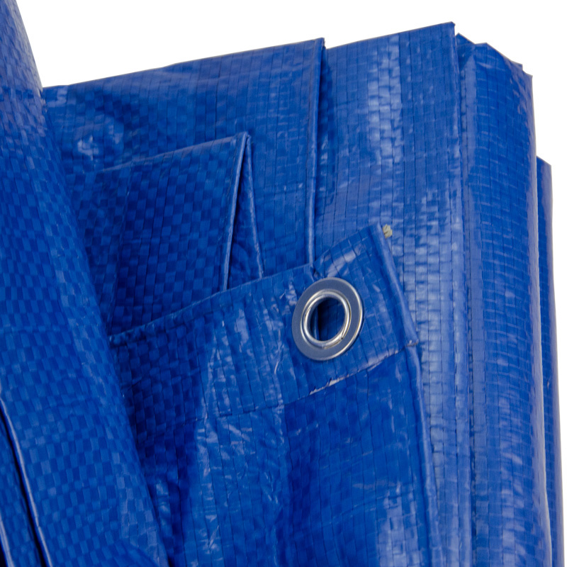 10x12 blauw 250gr afdekzeil met zeilringen - bouwzeil