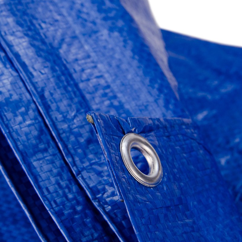 6x8 blauw 100gr afdekzeil met zeilringen - bouwzeil