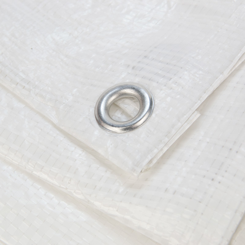 10x12 wit 100gr afdekzeil met zeilringen - bouwzeil