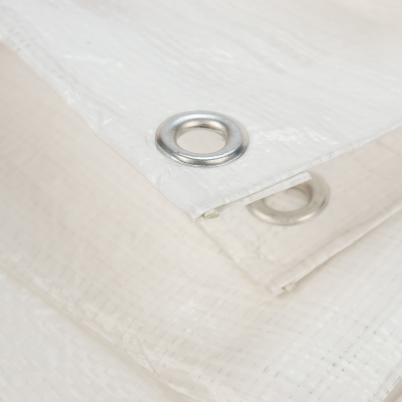 10x12 wit 100gr afdekzeil met zeilringen - bouwzeil